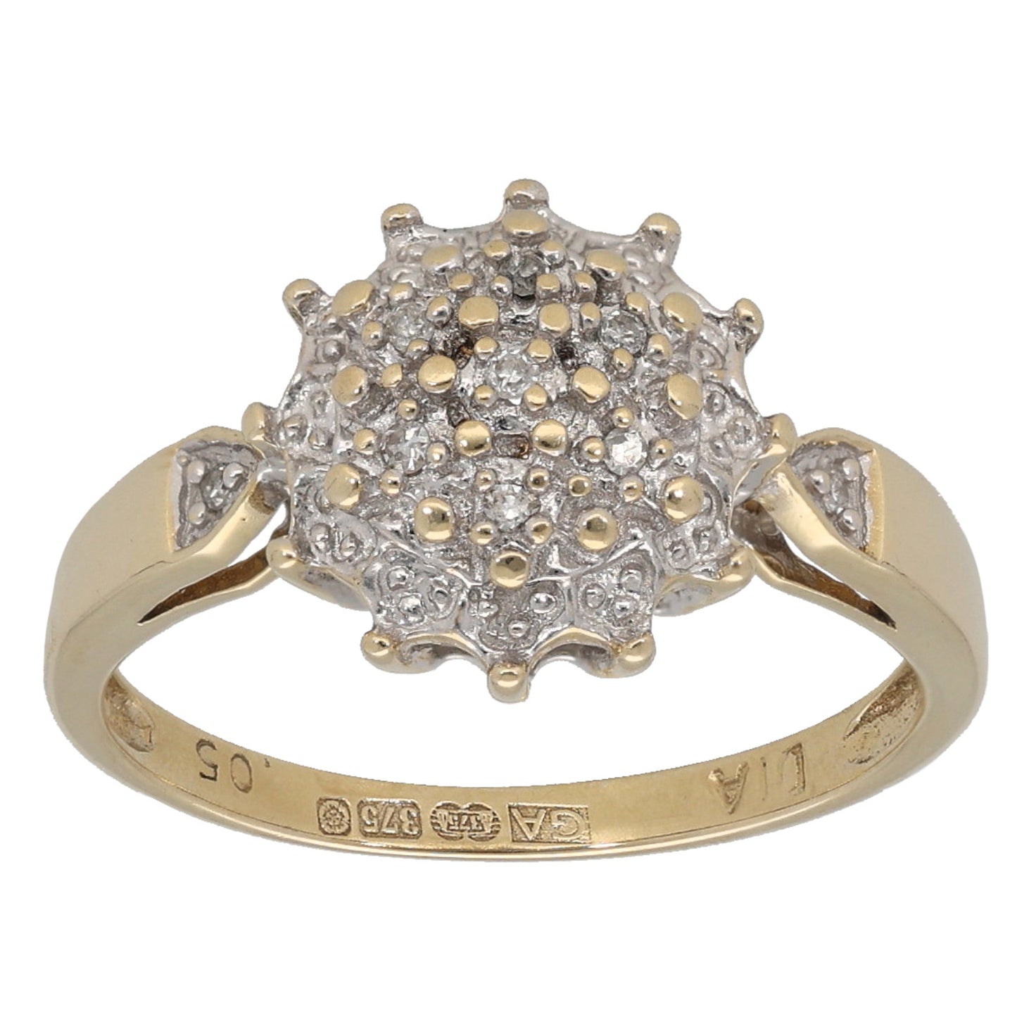 9ct Gold 0.05ct Diamond Cluster Ring Size K