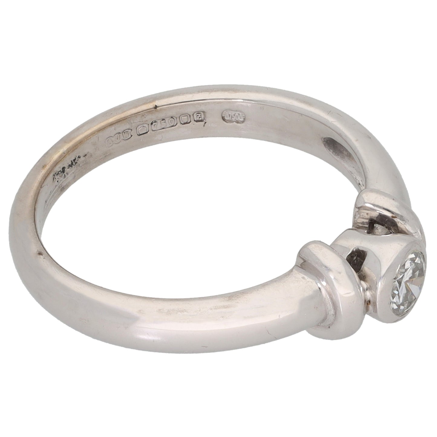 18ct White Gold 0.24ct Diamond Solitaire Ring Size K