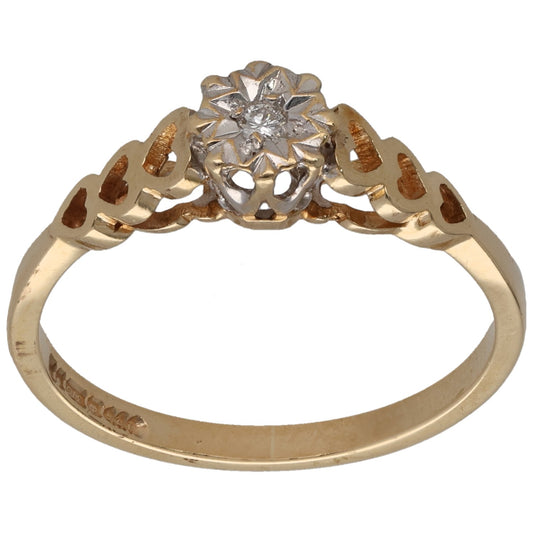 9ct Gold 0.02ct Diamond Solitaire Ring Size N