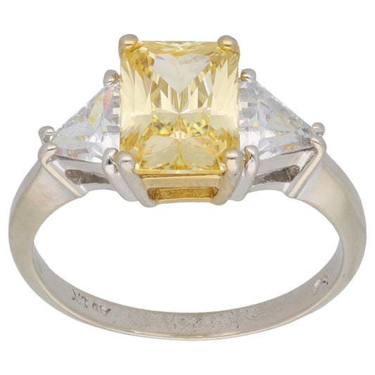 9ct White Gold Cubic Zirconia Three Stone Ring Size K