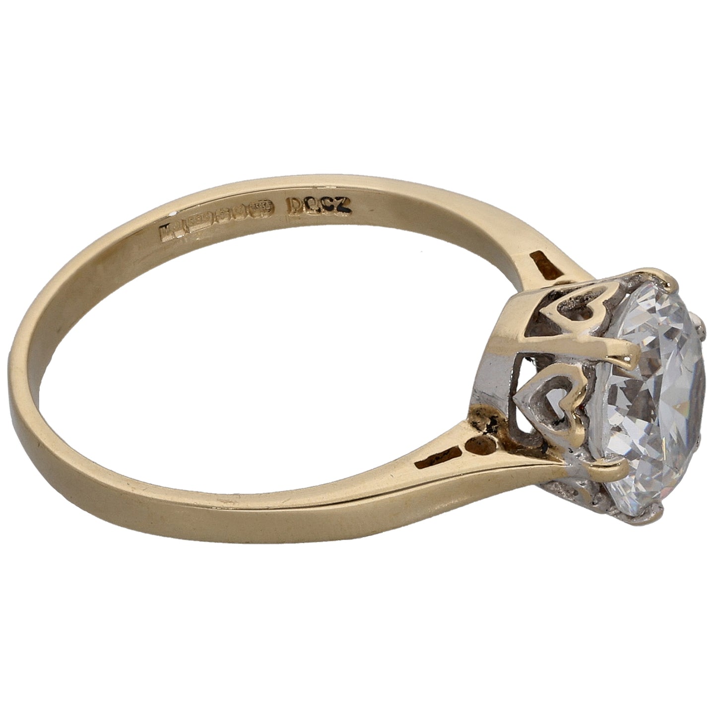 14ct Gold Cubic Zirconia Single Stone Ring Size M