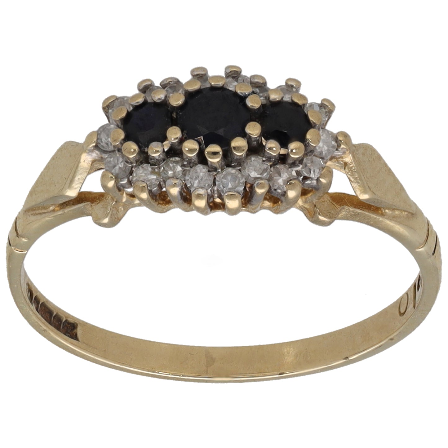 9ct Gold Sapphire & 0.10ct Diamond Dress/Cocktail Ring Size M