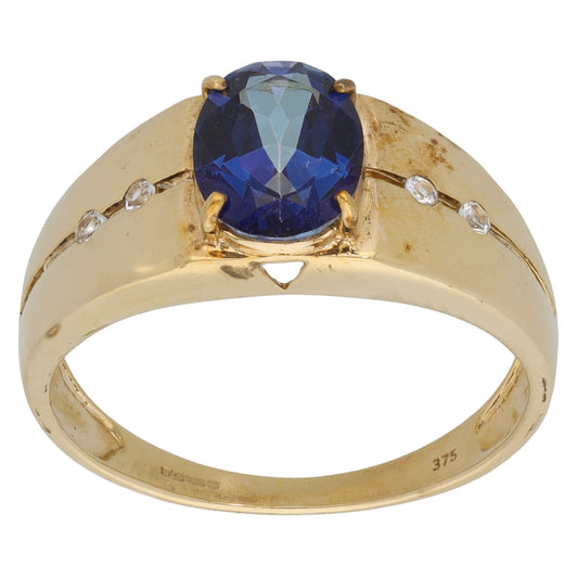 9ct Gold Coated Topaz & White Topaz Dress/Cocktail Ring Size T