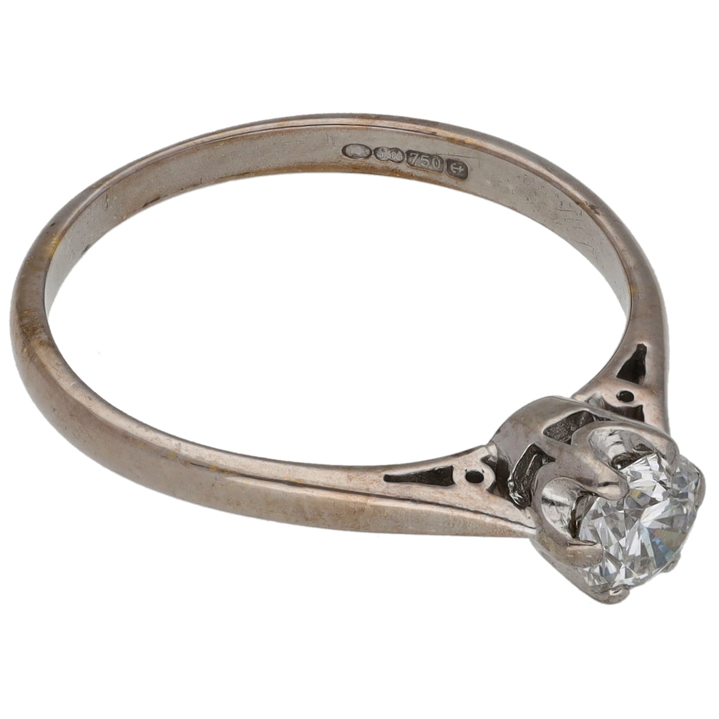 18ct White Gold 0.42ct Diamond Solitaire Ring Size O