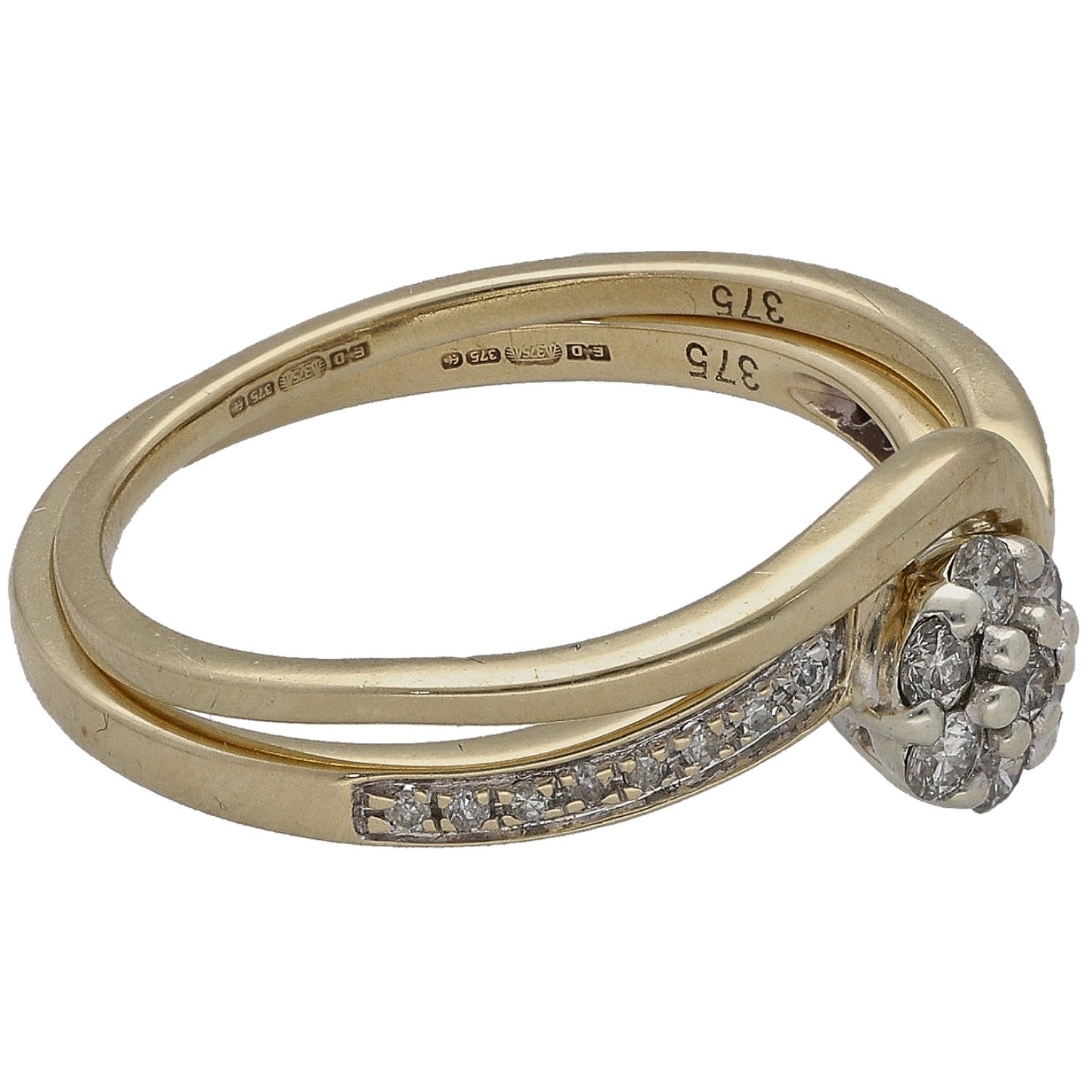 9ct Gold 0.25ct Diamond Ring Set Size M