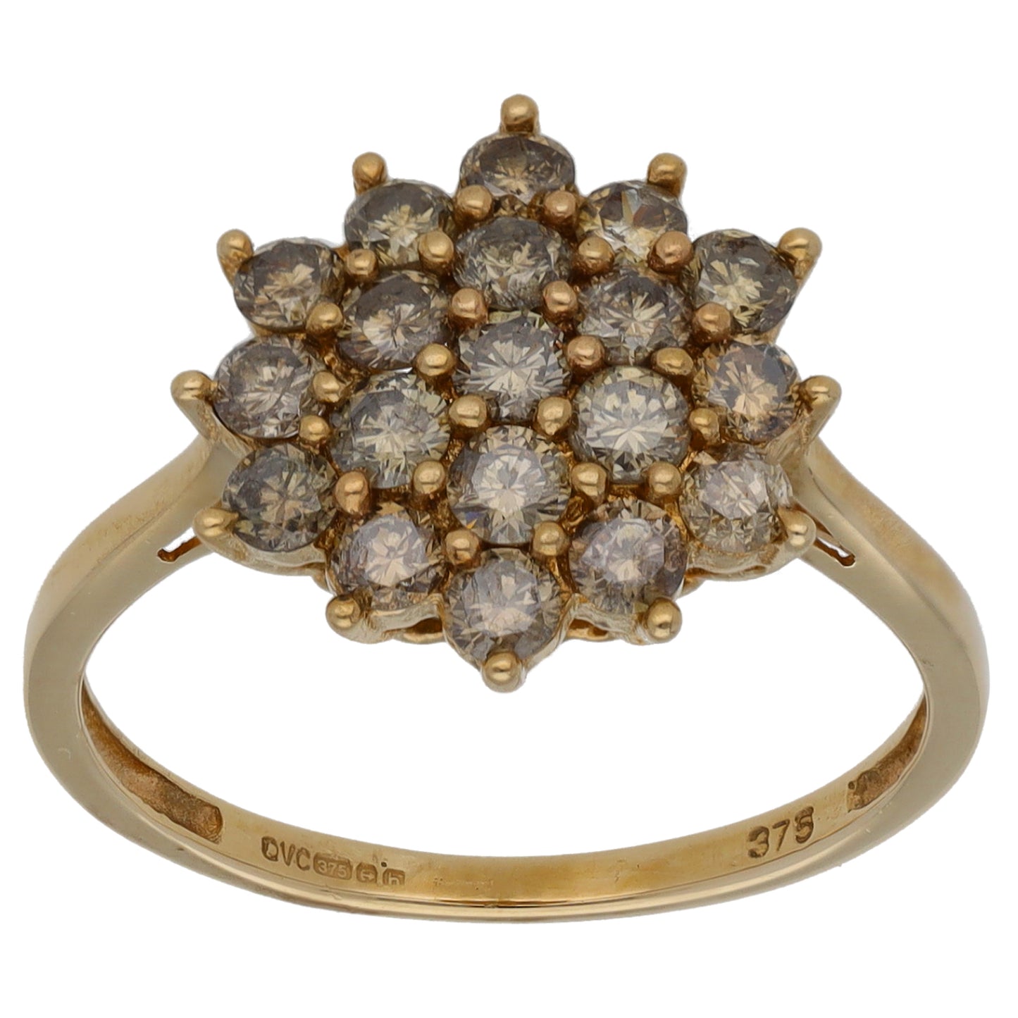 9ct Gold 1.00ct Diamond Cluster Ring Size O