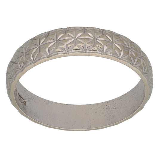 9ct White Gold Patterned Wedding Ring Size M