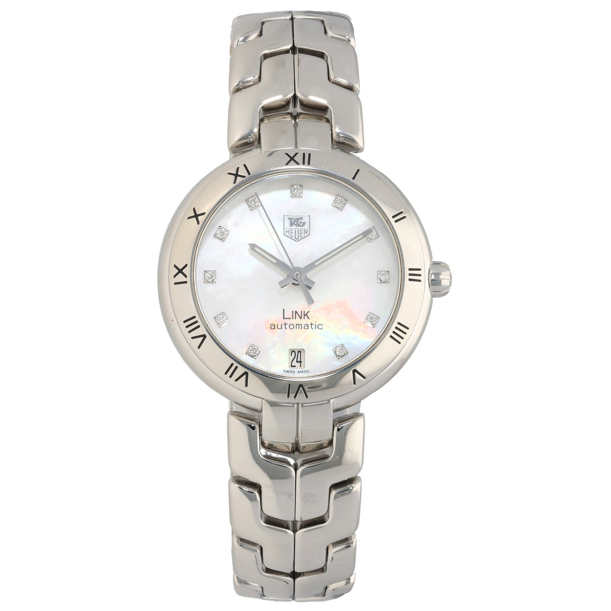 Tag Heuer Link WAT2315, white Mother of Pearl dial with diamond hour markers