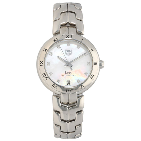 Tag Heuer Link WAT2315, white Mother of Pearl dial with diamond hour markers
