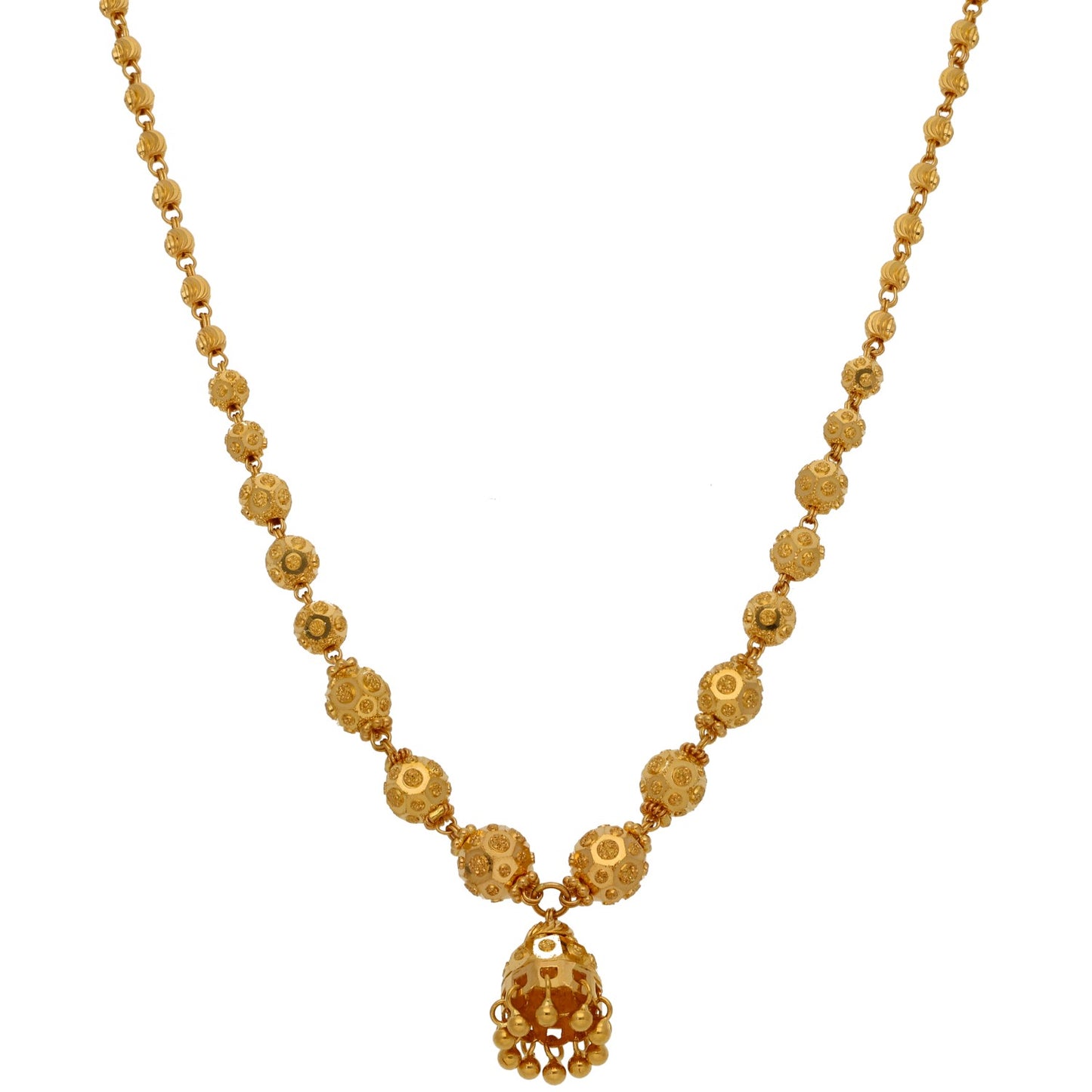 New 22ct Gold Fancy Ball Beaded Necklace 18"