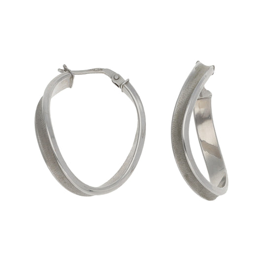 9ct White Gold Creole Earrings
