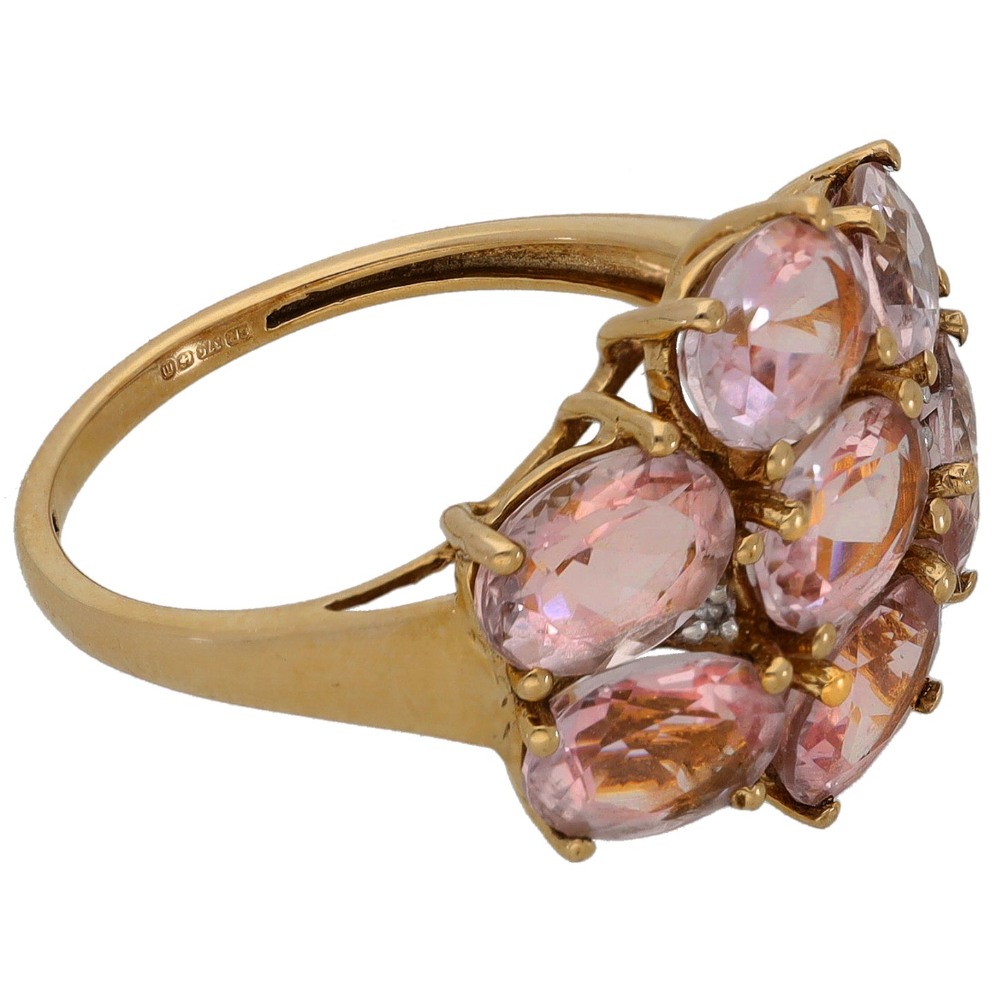 9ct Gold Morganite & 0.01ct Diamond Dress/Cocktail Ring Size N