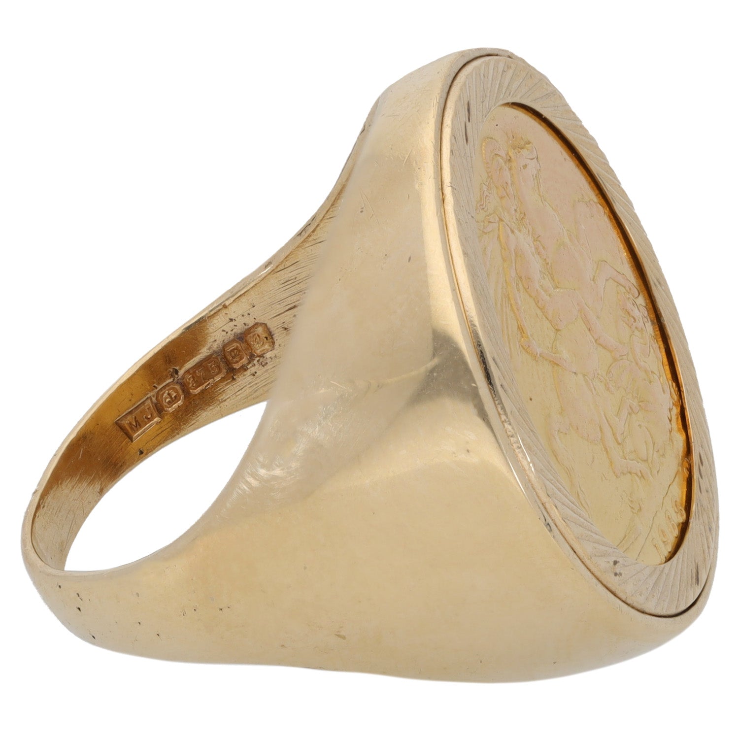 9ct Gold Coin Ring Size V H&T