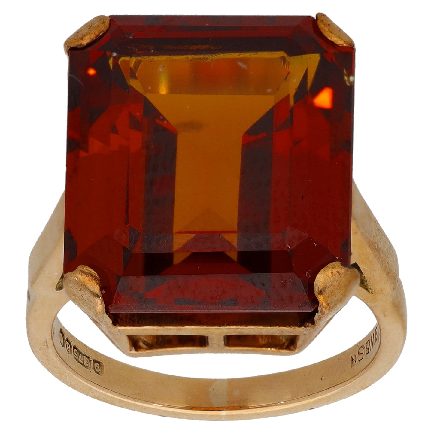 9ct Gold Man Made Sapphire Single Stone Ring Size K