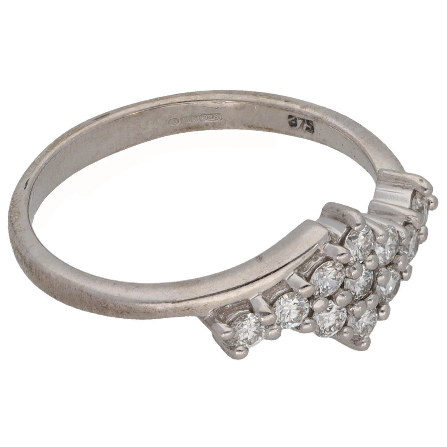 9ct White Gold 0.33ct Diamond Cluster Ring Size P