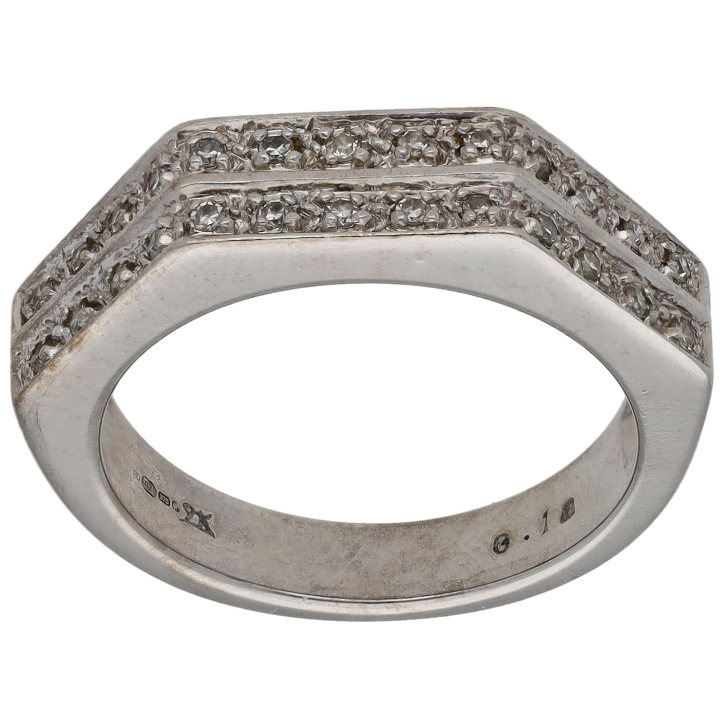 9ct White Gold 0.10ct Diamond Alternative Ring Size N