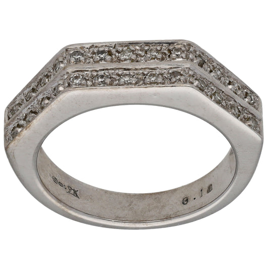 9ct White Gold 0.10ct Diamond Alternative Ring Size N