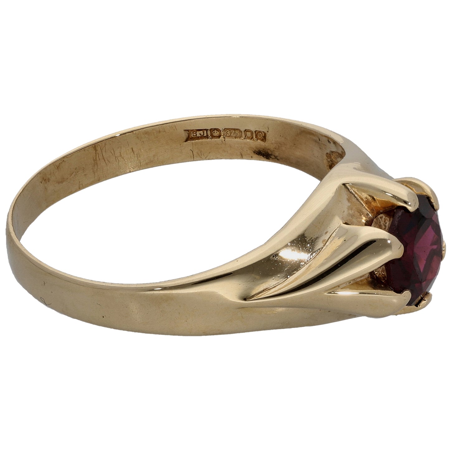 9ct Gold Garnet Single Stone Ring Size S