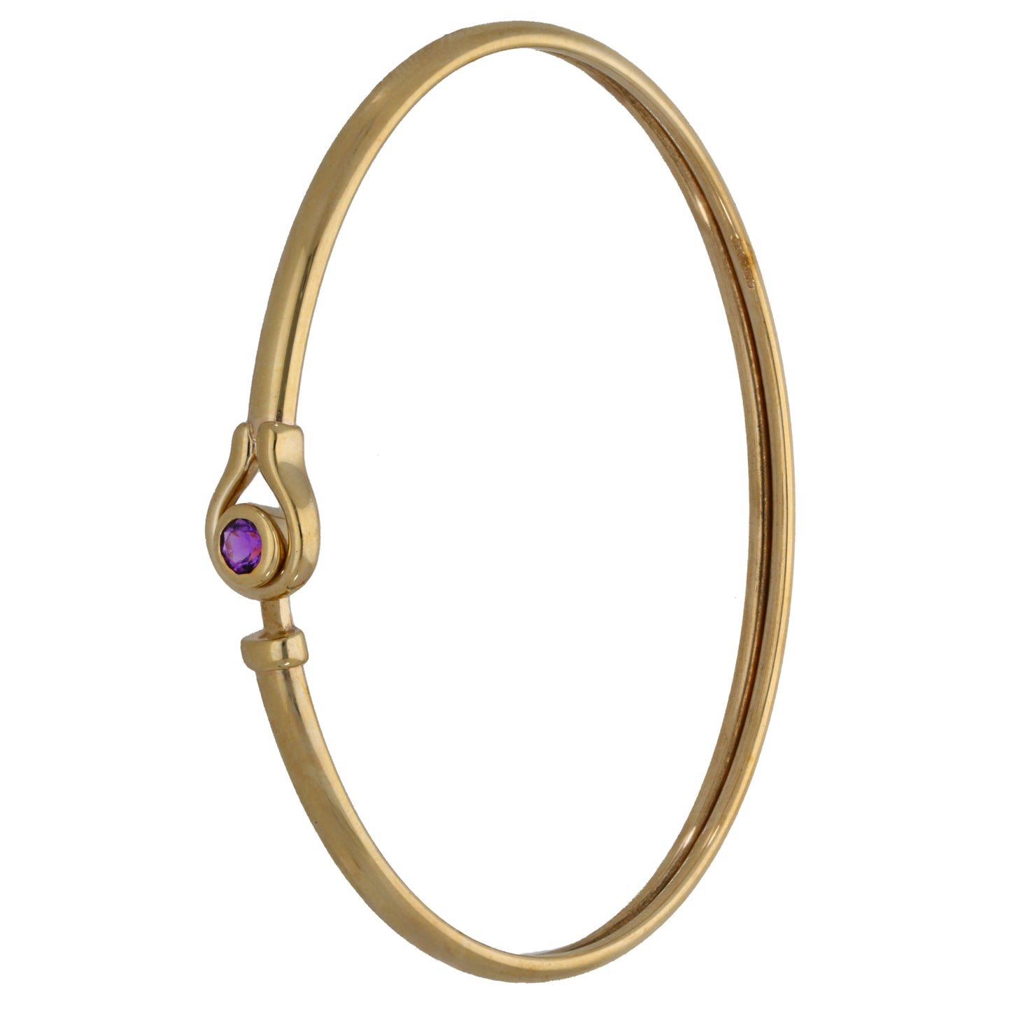 9ct Gold Amethyst Hinged/Clasp Bangle