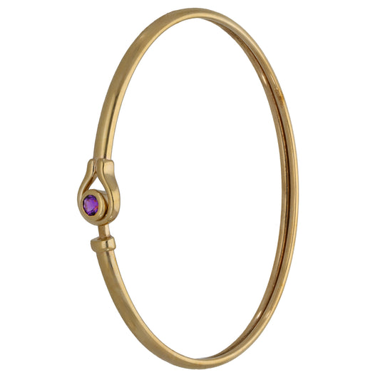 9ct Gold Amethyst Hinged/Clasp Bangle