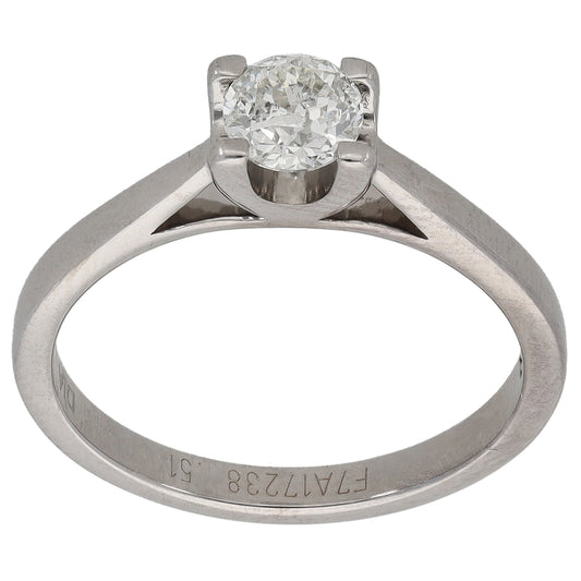 18ct White Gold 0.51ct Diamond Solitaire Ring Size N