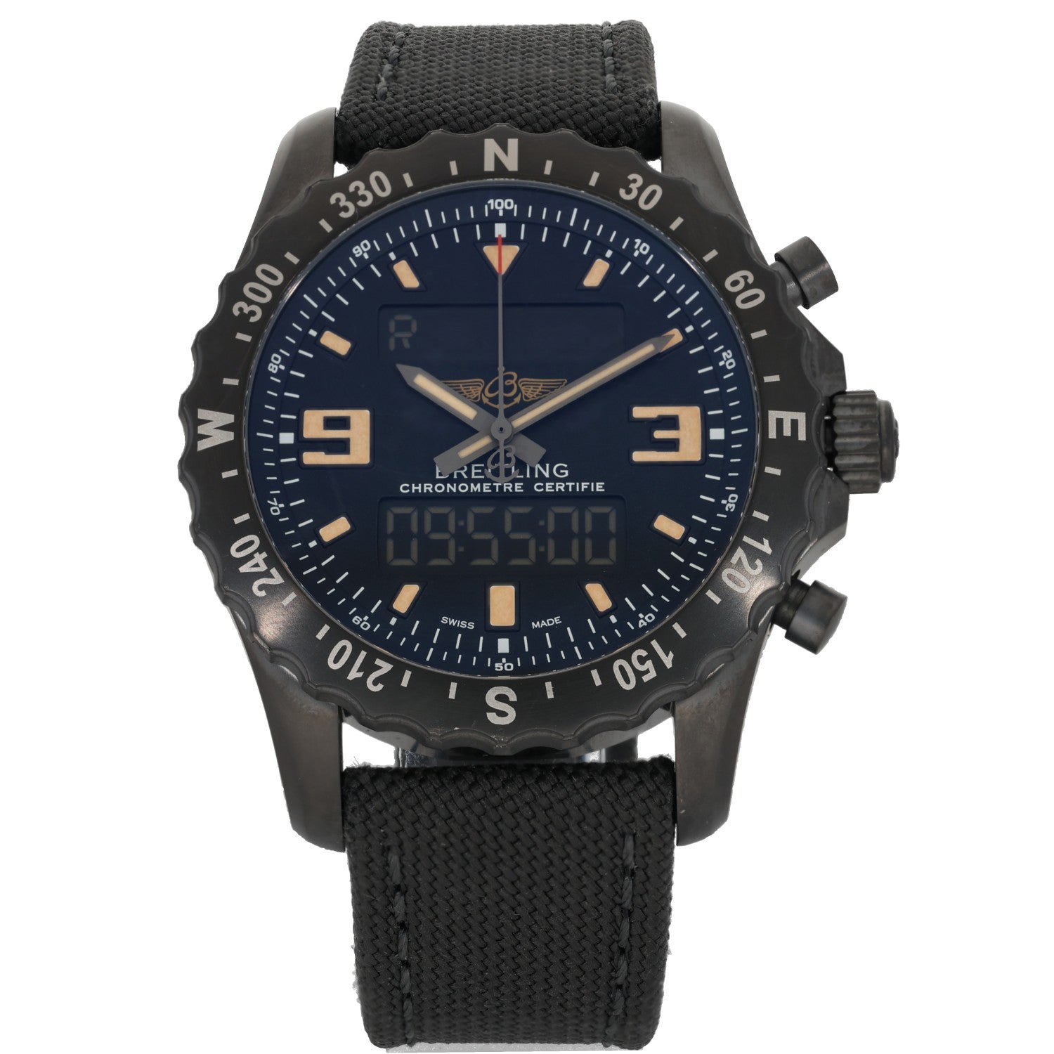 Breitling Chronospace M78366, Black Dial, DLC Stainless Steel, Front Image