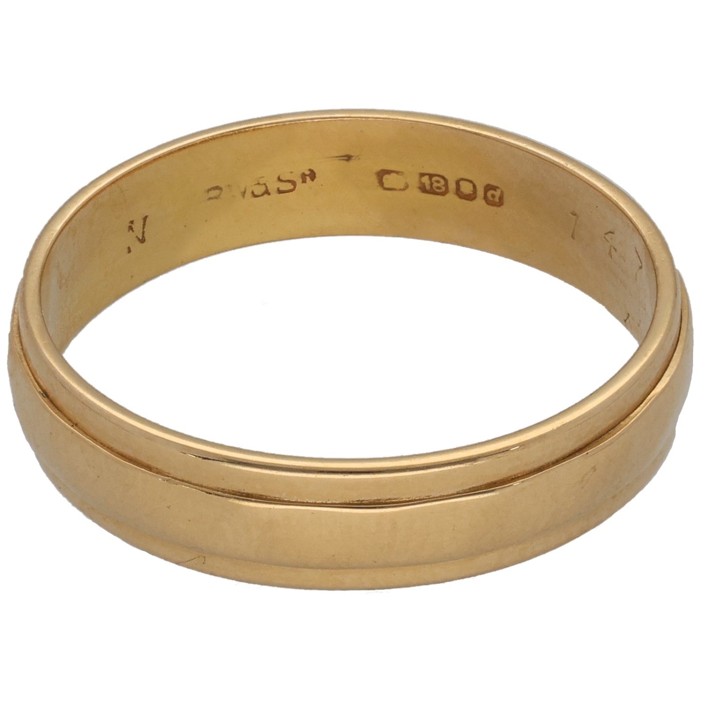 18ct Gold Patterned Wedding Ring Size O