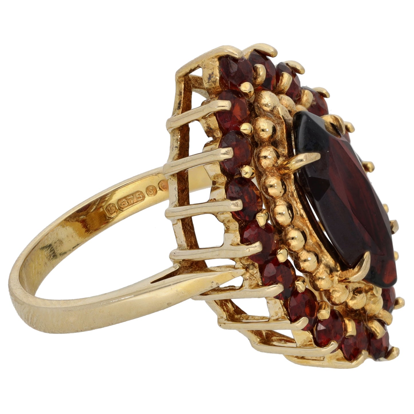 9ct Gold Garnet Dress/Cocktail Ring Size O