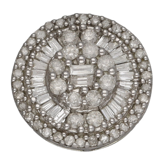 9ct White Gold 0.77ct Diamond Cluster Pendant