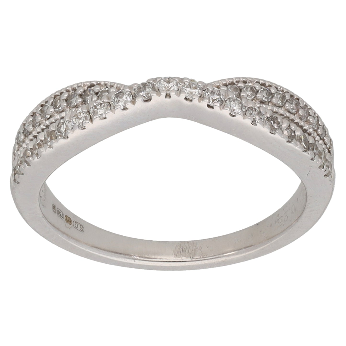 18ct White Gold 0.25ct Diamond Wishbone Ring Size L