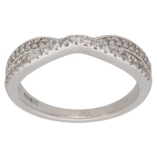 18ct White Gold 0.25ct Diamond Wishbone Ring Size L
