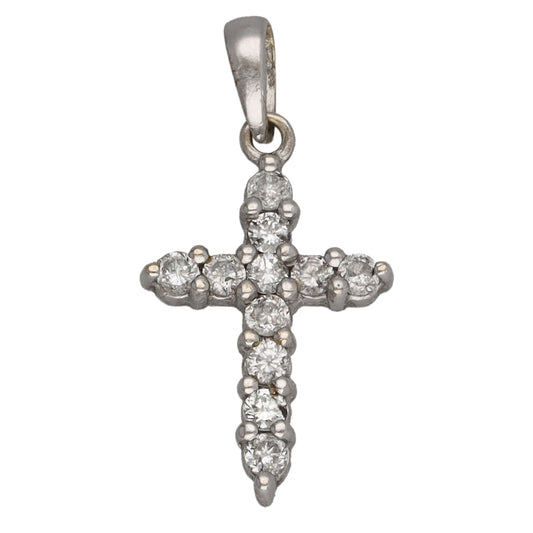 18ct White Gold 0.22ct Diamond Cross Pendant