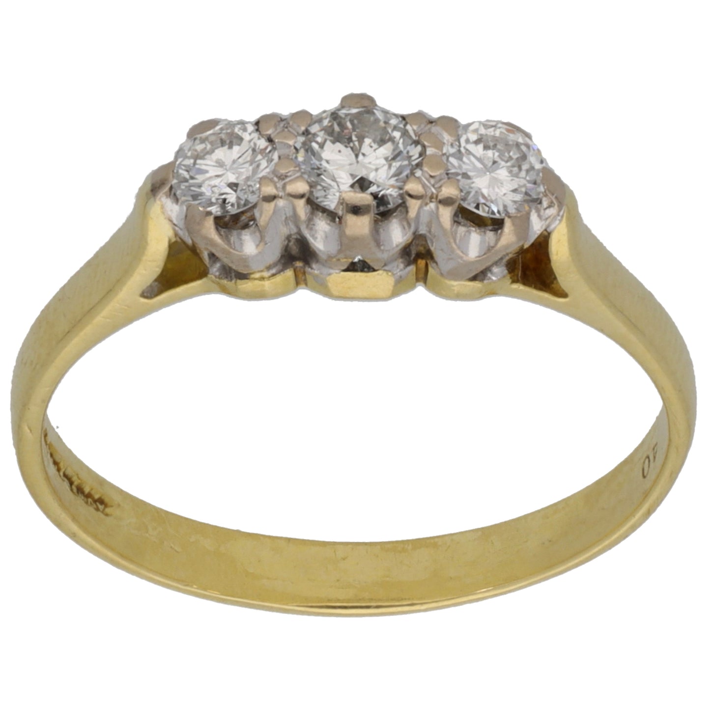 18ct Gold 0.40ct Diamond Trilogy Ring Size N