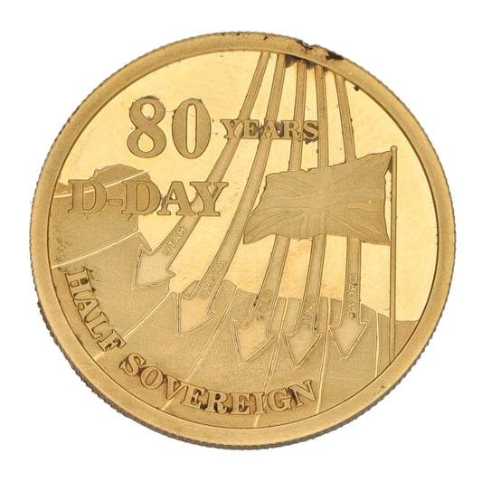 22ct Gold 80th Anniversary Of D-Day Half Sovereign Coin 2024