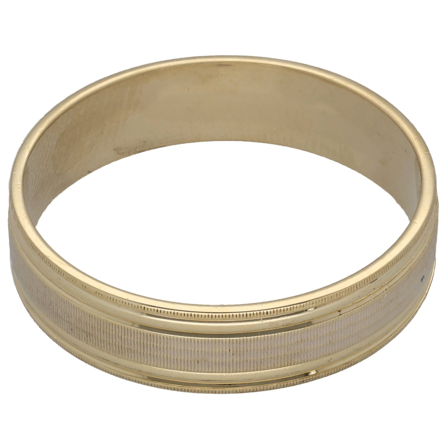 9ct Bicolour Gold Patterned Wedding Ring Size V