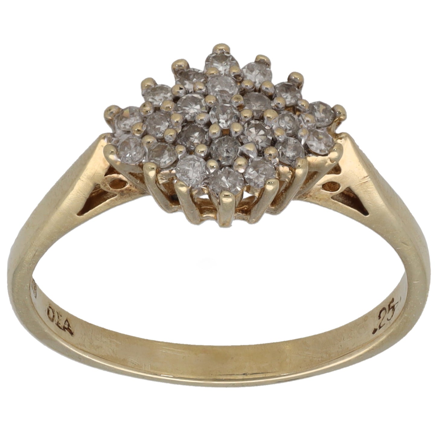 9ct Gold 0.25ct Diamond Cluster Ring Size M