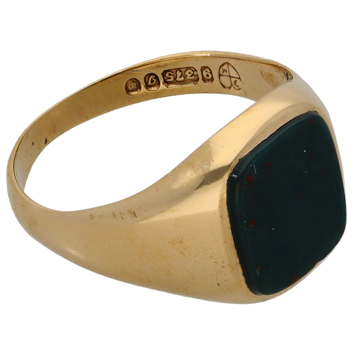 9ct Gold Bloodstone Single Stone Signet Ring Size S
