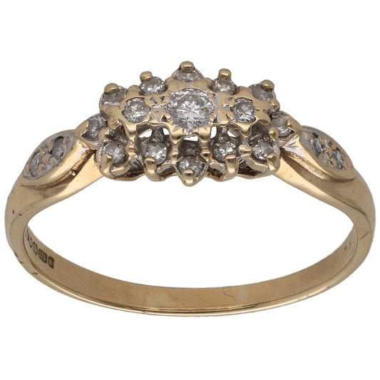 9ct Gold 0.35ct Diamond Cluster Ring Size S