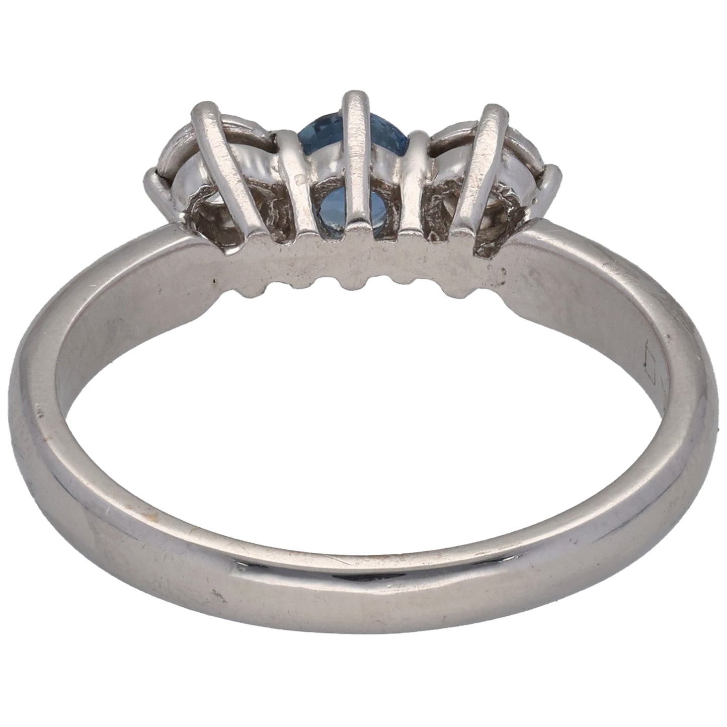 18ct White Gold Sapphire & 0.10ct Diamond Trilogy Ring Size M