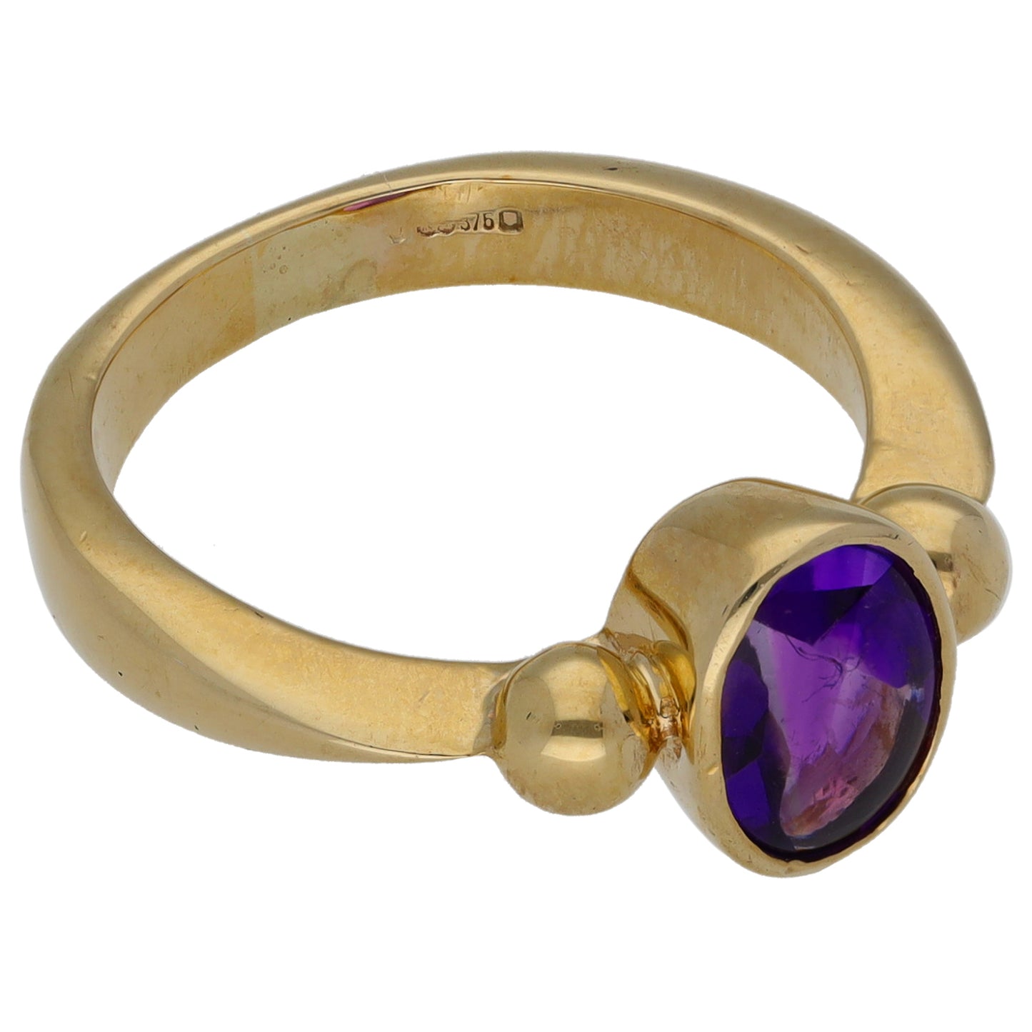 9ct Gold Amethyst Single Stone Ring Size M