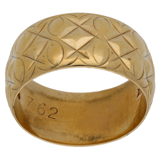 9ct Gold Patterned Wedding Ring Size M