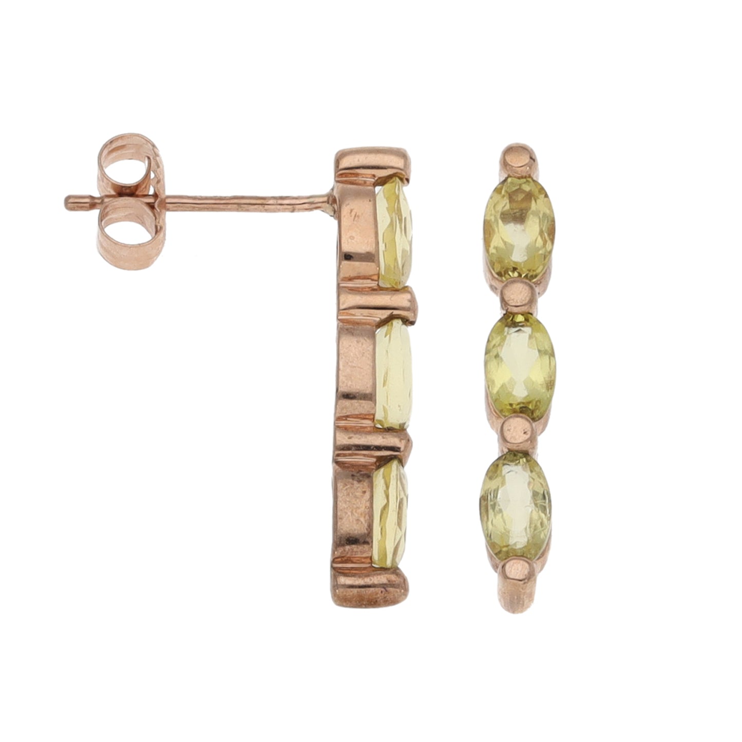 9ct Gold Citrine Three Stone Earrings