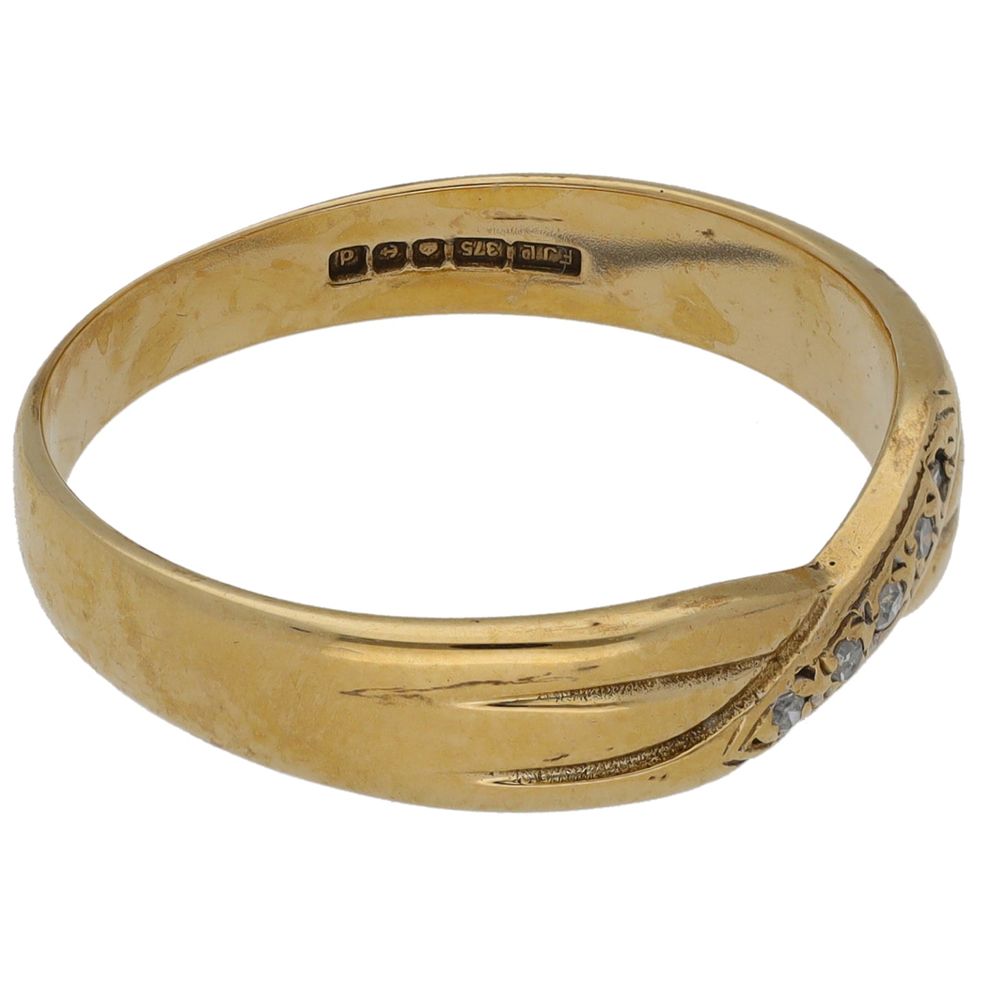 9ct Gold 0.05ct Diamond Half Eternity Ring Size Q