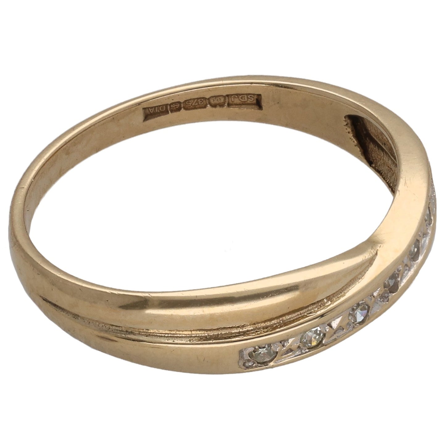 9ct Gold 0.07ct Diamond Half Eternity Ring Size P
