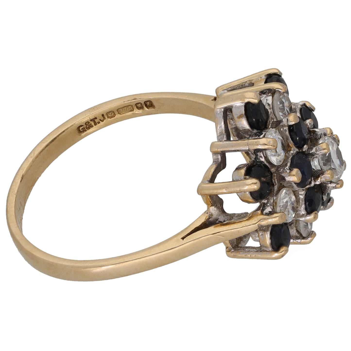 9ct Gold Sapphire & Cubic Zirconia Dress/Cocktail Ring Size N