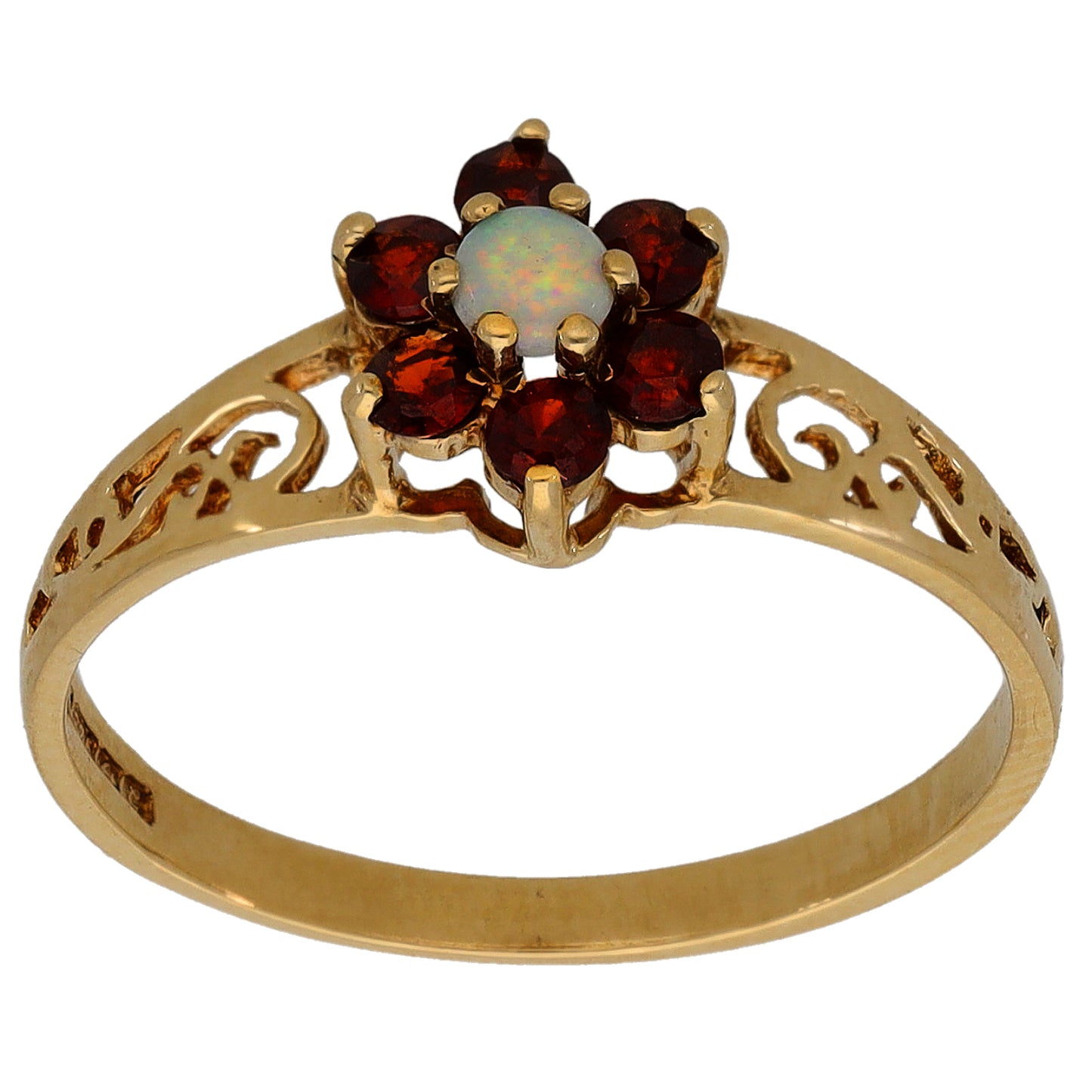 9ct Gold Opal & Garnet Dress/Cocktail Ring Size N