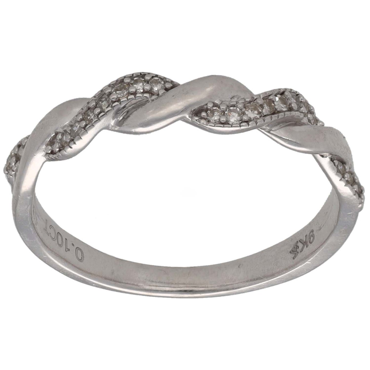 White gold eternity ring with round diamonds, size L