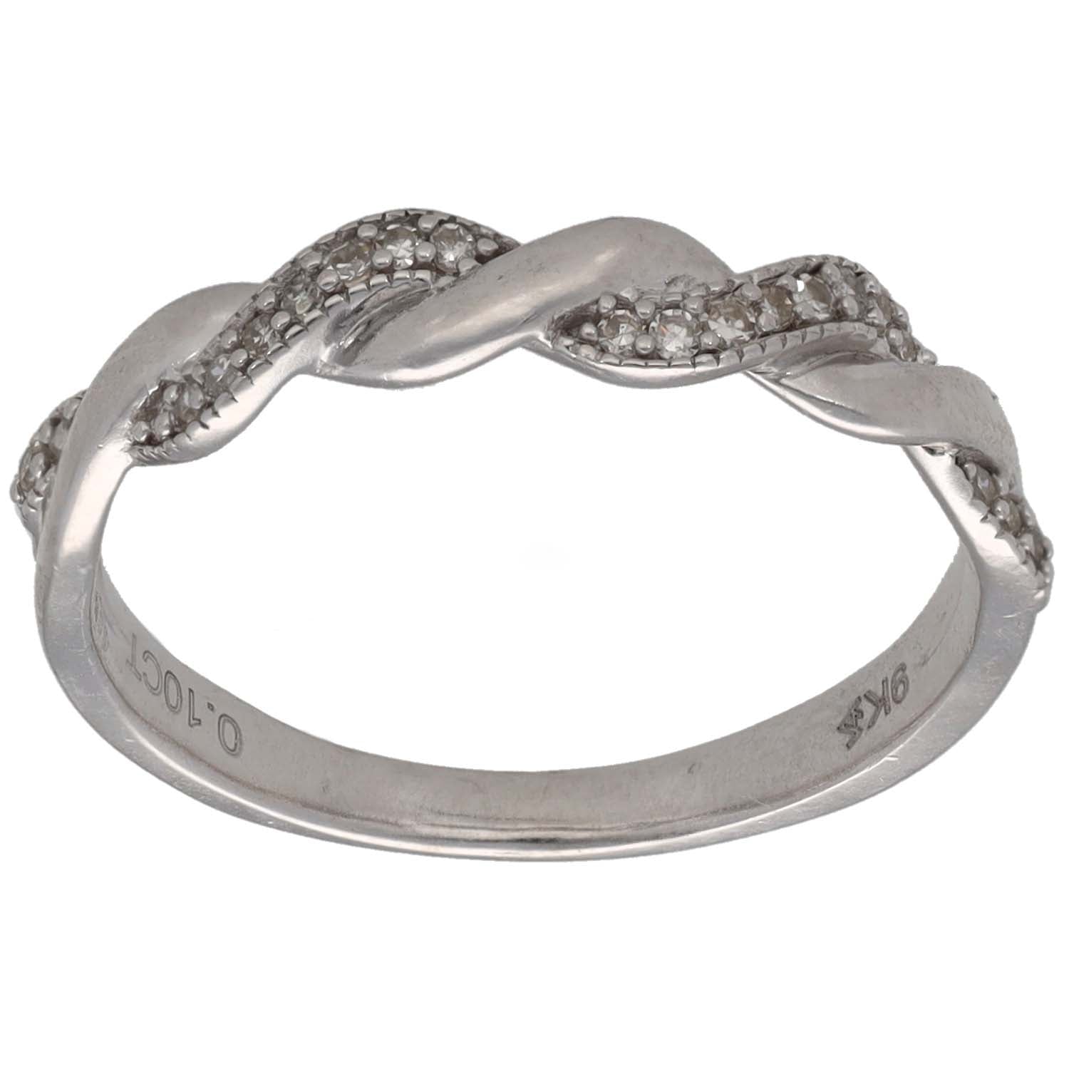 White gold eternity ring with round diamonds, size L