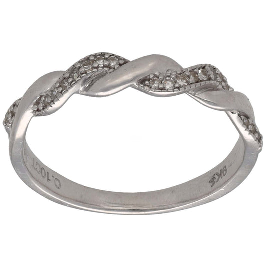 White gold eternity ring with round diamonds, size L