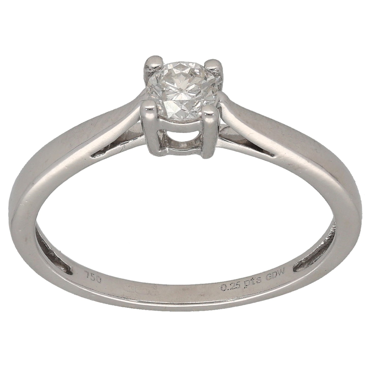 18ct White Gold 0.25ct Diamond Solitaire Ring Size O